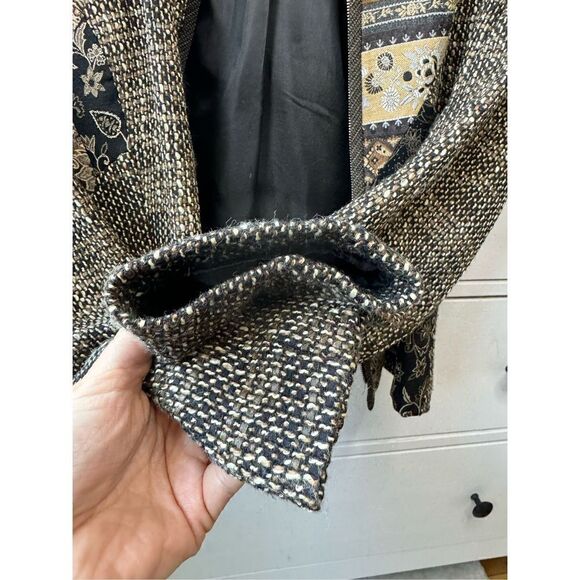 Canvasbacks Vintage 1990's Tapestry Bomber Jacket Asymmetrical Patchwork size 16 - Picture 13 of 16